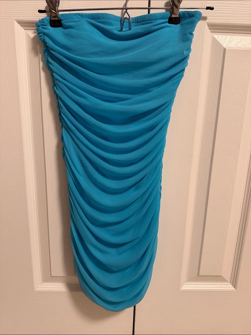 Katie J NYC Girls Turquoise Mesh Ruched Dress Size XS Strapless Party Dress